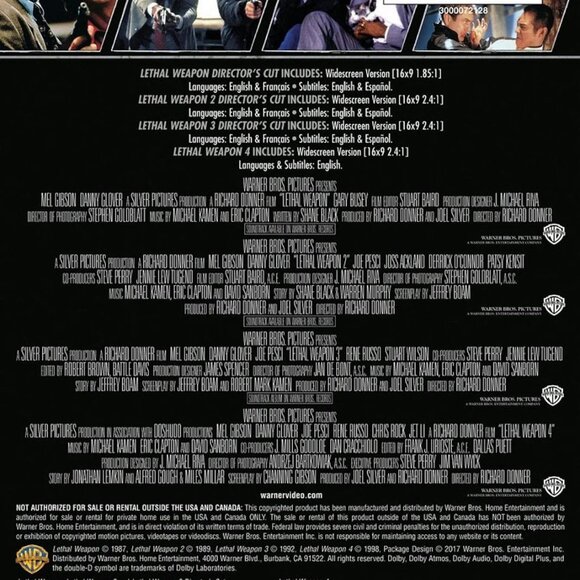 LETHAL WEAPON DVD COLLECTION 4 FILMS SET New Factory Sealed Mel Gibson - Picture 2 of 2